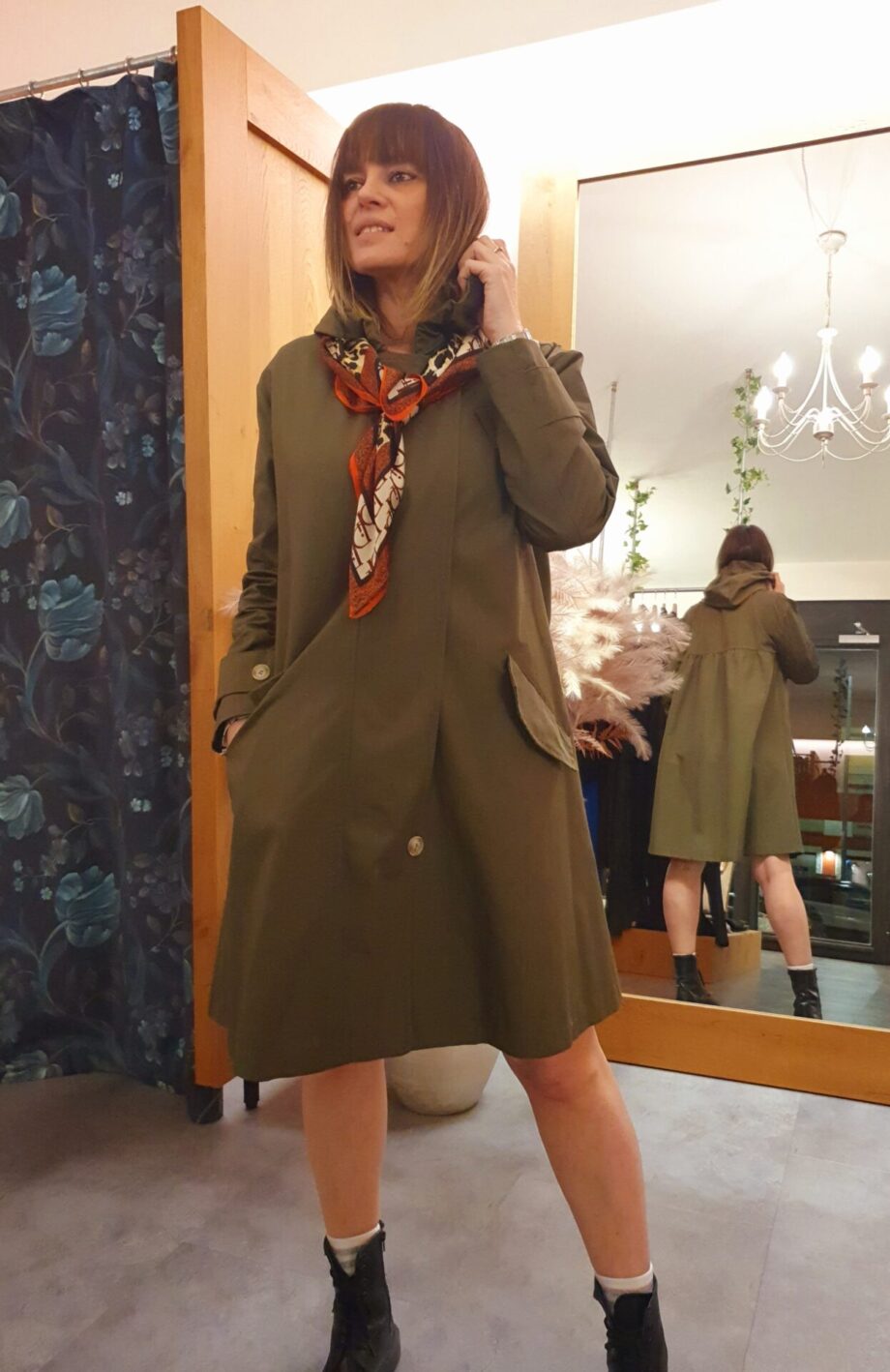 Trench Verde Militare Foulard