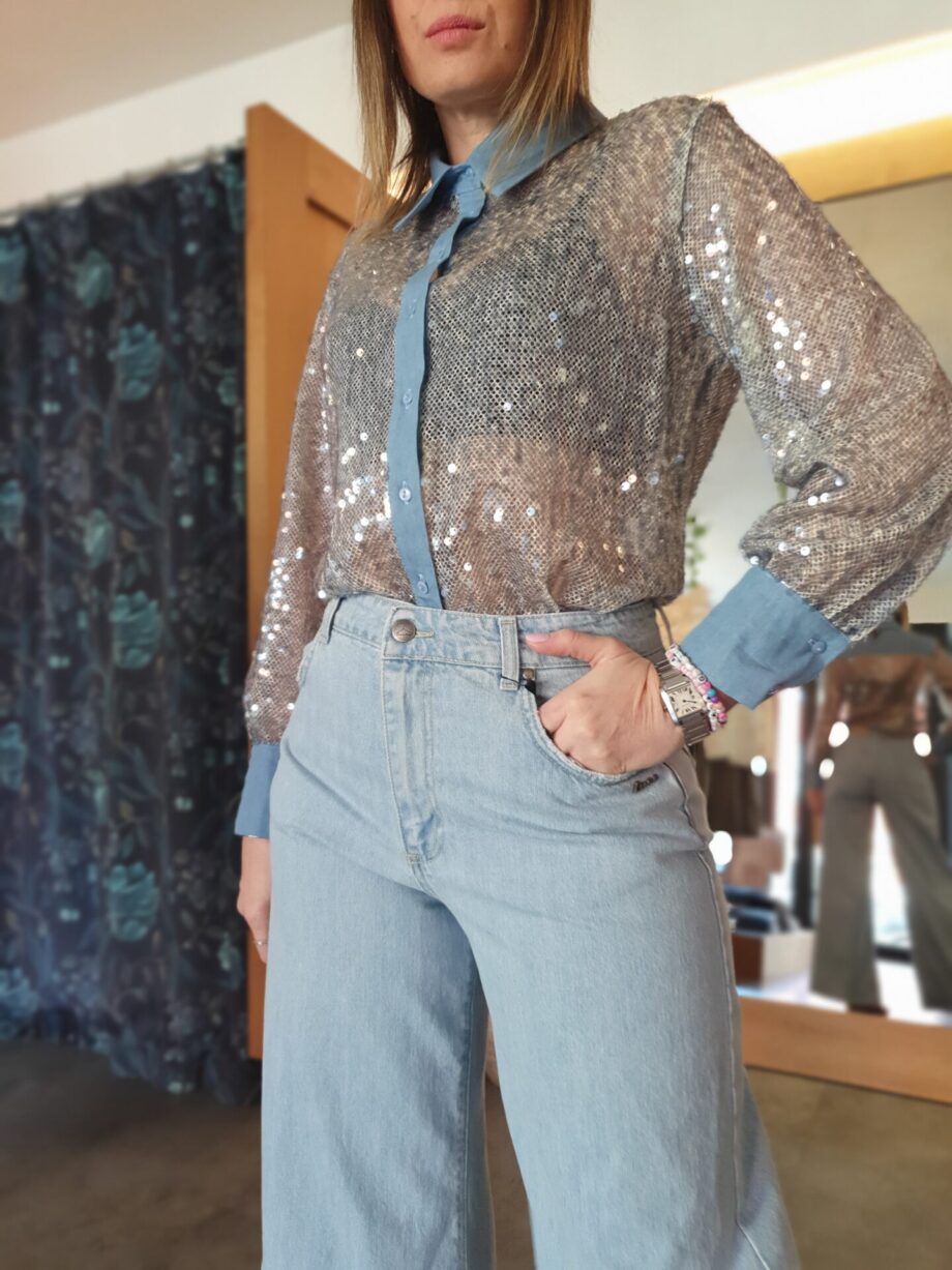 Camicia Paillettes Denim Kontatto