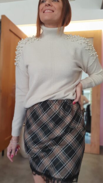 Maglia Scollo Vulcano Perle Crema Griffai
