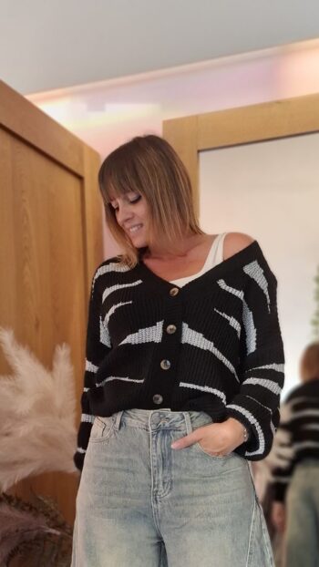 Cardigan Riga Nero Grigio