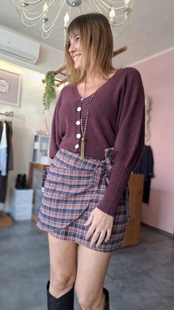 Cardigan Bottoni Prugna