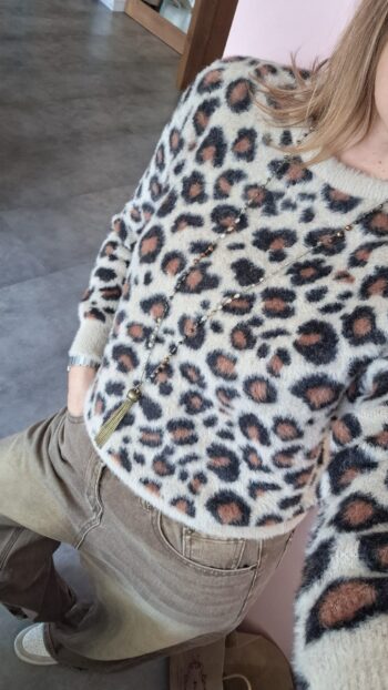 Maglioncino Maculato Lurex Beige